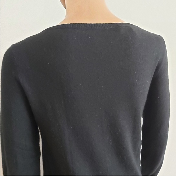 Sinequanone sweater top Small black Parisian wool faux leather long sleeves - Picture 9 of 16